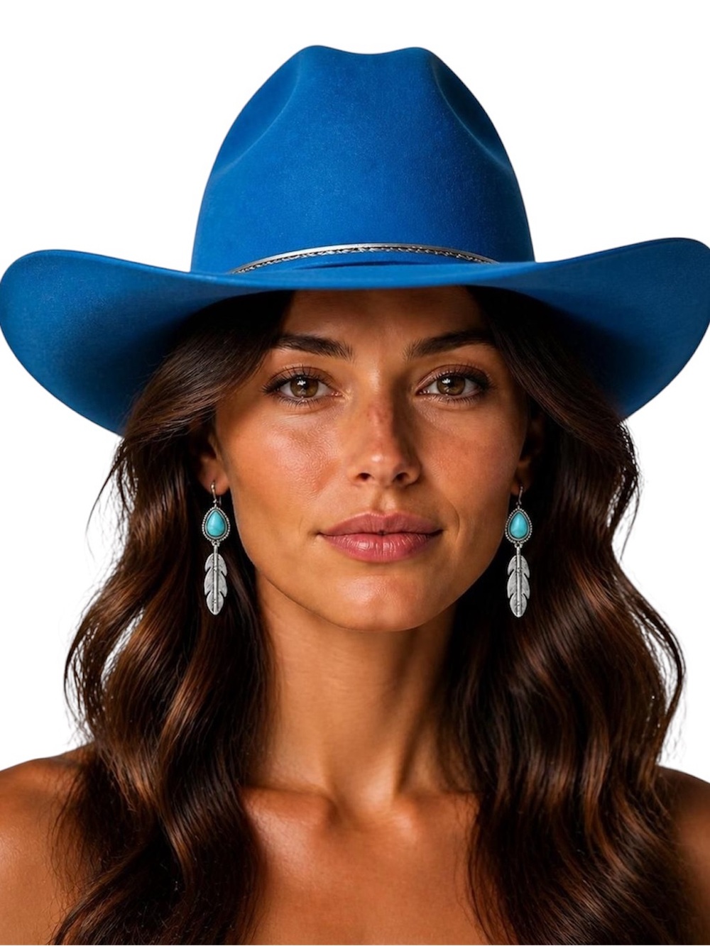 Turquoise Teardrop Feather Dangle Earrings